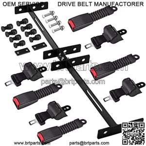 Universal Golf Cart Set Belts 4 Retractable Belts Max Length 47" and 35 x 6.9 Inch Belts Bracket Kit Fits EZGO TXT Yamaha Club Car DS(NOT FIT 2 Passenger Club Car Precedent Yamaha G29 Drive EZGO RXV)