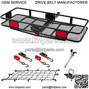 Upgraded 60" x 24" x 6" Hitch Mount Folding Cargo Carrier Fits to 2" Receiver,550LBS Capacity Cargo Basket with Trailer Hitch Lock,Hitch Stabilizer,Net and Straps