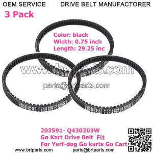 3 Pack 203591- Q430203W Go Kart Drive Belt Fit for Yerf-dog Go karts Go Cart