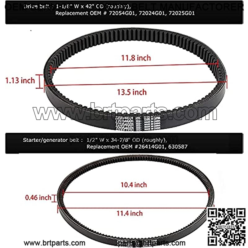 Golf Cart Clutch Drive Belt + Starter Generator Belt for EZGO TXT 4 Cycle Gas 1994-UP Golf Cart 72054G01, 72024G01, 72025G01, 26414G01 - Image 3