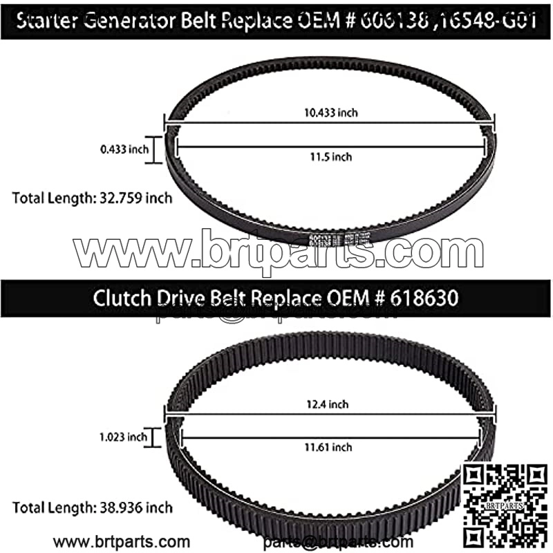 Golf Cart Clutch Drive Belt w/Starter Generator Belt for EZGO TXT RXV 2010 UP with Kawasaki Engine,OEM# 618630, 606138, 16548G1 - Image 2