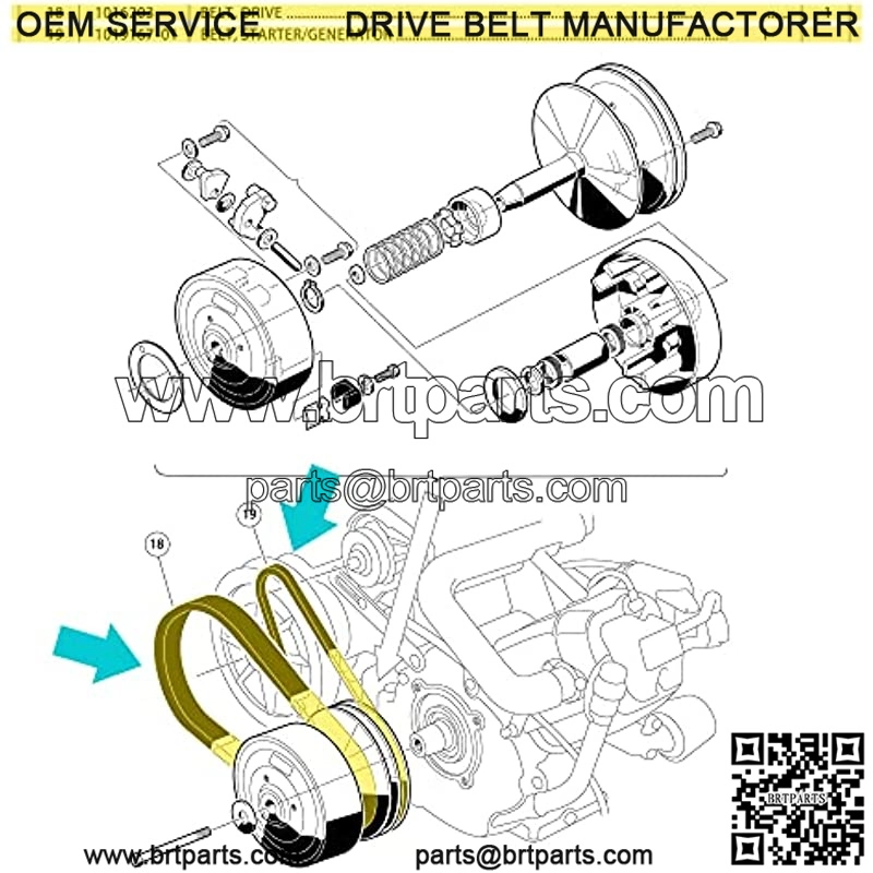 Clutch Drive Belt & Starter Generator Belt Kit for Club Car DS 1997-up, Club Car Precedent 2004-up Gas Golf Cart, Replace OEM 101916701 1016203 - Image 2