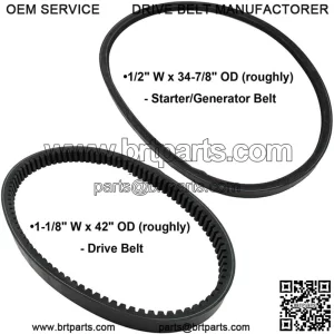 Drive Starter Generator Belt Set Fit for EZGO Gas Golf Cart 94-13 4Cycle TXT RXV