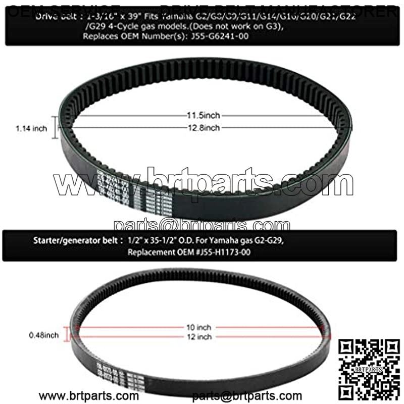 Golf Cart Drive & Starter Generator Belt for Yamaha G2-G29 4-Cycle J55-G6241-00-00, JN6-H1173-00 - Image 4
